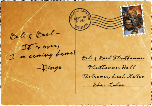 Ringo's postcard home