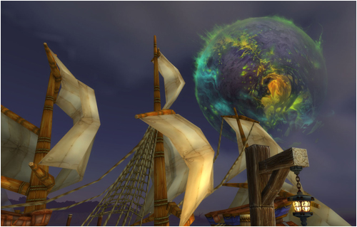 Argus in the skies over Stormwind Harbor